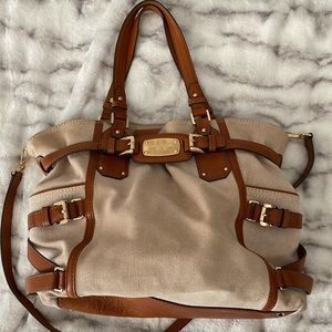 Michael Kors Canvas & Camel Leather Purse